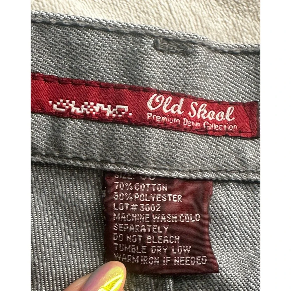 Vintage Y2K Old Skool Jeans Mens 36x31 Silver Grey Metal Sheen Wash Straight Leg